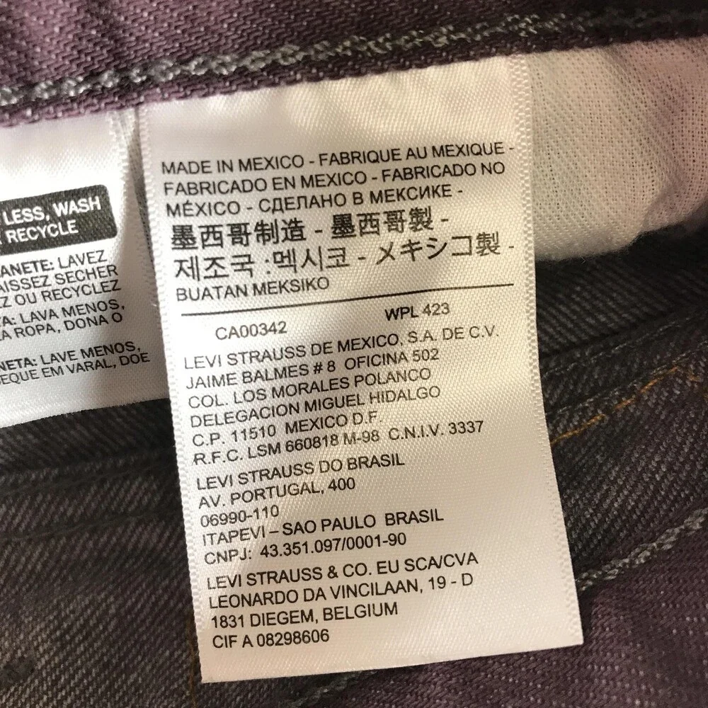Levi's 501 Jeans Mens 38x28 Purple Straight Leg Button Fly Cone Denim Dark Wash